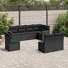 vidaXL Loungegrupp för trädgården med dynor 8 delar svart konstrotting 3258443