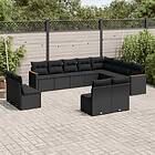 vidaXL Loungegrupp med dynor 12 delar svart konstrotting 3226468