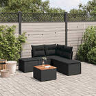 vidaXL Loungegrupp med dynor 6 delar svart konstrotting 3255999