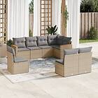vidaXL Soffgrupp för trädgård med dynor 8 delar mixbeige konstrotting 3226045
