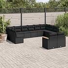 vidaXL Loungegrupp med dynor 12 delar svart konstrotting 3258842