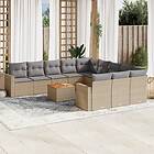 vidaXL Soffgrupp för trädgård med dynor 12 delar mixbeige konstrotting 3256682