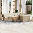 vidaXL Soffgrupp för trädgård med dynor 10 delar beige konstrotting 3256149