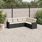 vidaXL Loungegrupp med dynor 6 delar svart konstrotting 3226000