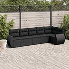 vidaXL Loungegrupp med dynor 6 delar svart konstrotting 3221384