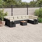 vidaXL Loungegrupp för trädgården m. dynor 11 delar konstrotting svart 3257064