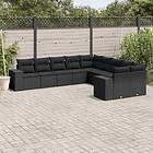 vidaXL Loungegrupp 10 delar med svarta dynor konstrotting 3223104