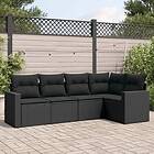 vidaXL Loungegrupp för trädgården med dynor 5 delar svart konstrotting 3218915
