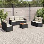 vidaXL Loungegrupp för trädgården med dynor 8 delar svart konstrotting 3225881