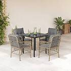 vidaXL Matgrupp för trädgården med dynor 5 delar mixbeige konstrotting 3212160
