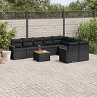 vidaXL Loungegrupp 10 delar med svarta dynor konstrotting 3226307