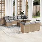 vidaXL Loungegrupp för trädgården m. dynor 11 delar beige konstrotting 3218339