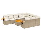 vidaXL Loungegrupp för trädgården m. dynor 11 delar beige konstrotting 3259587