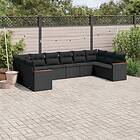 vidaXL Loungegrupp 10 delar med svarta dynor konstrotting 3258723