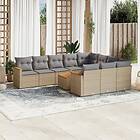 vidaXL Loungegrupp för trädgården m. dynor 11 delar beige konstrotting 3258748