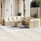 vidaXL Loungegrupp för trädgården m. dynor 11 delar beige konstrotting 3259601