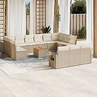 vidaXL Soffgrupp för trädgården 14 delar med dynor beige konstrotting 3257136