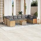 vidaXL Loungegrupp för trädgården m. dynor 11 delar beige konstrotting 3260414