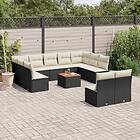 vidaXL Loungegrupp med dynor 12 delar svart konstrotting 3256217