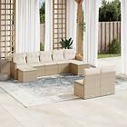 vidaXL Soffgrupp för trädgården med dynor 9 delar beige konstrotting 3258775