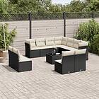 vidaXL Loungegrupp med dynor 12 delar svart konstrotting 3217826