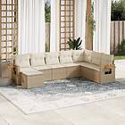 vidaXL Matgrupp för trädgården med dynor 8 delar beige konstrotting 3227087