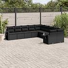 vidaXL Loungegrupp 10 delar med svarta dynor konstrotting 3253042