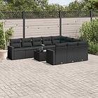 vidaXL Loungegrupp för trädgården m. dynor 11 delar konstrotting svart 3219485