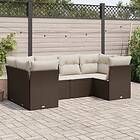 vidaXL Loungegrupp för trädgården m dynor 6 delar brun konstrotting 3218113