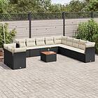 vidaXL Loungegrupp med dynor 12 delar svart konstrotting 3256056