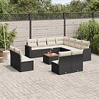 vidaXL Loungegrupp med dynor 12 delar svart konstrotting 3224180