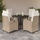 vidaXL Matgrupp för trädgården med dynor 5 delar beige konstrotting 3212803