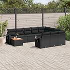 vidaXL Loungegrupp för trädgården m. dynor 11 delar konstrotting svart 3257077