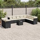 vidaXL Loungegrupp för trädgården m. dynor 11 delar konstrotting svart 3249705