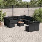 vidaXL Loungegrupp med dynor 12 delar svart konstrotting 3256216