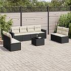 vidaXL Loungegrupp för trädgården m dynor 9 delar svart konstrottning 3218846
