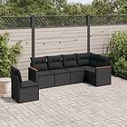 vidaXL Loungegrupp med dynor 6 delar svart konstrotting 3258415