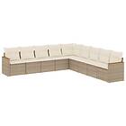 vidaXL Soffgrupp för trädgården med dynor 9 delar beige konstrotting 3258460