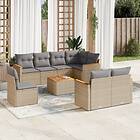 vidaXL Soffgrupp för trädgård med dynor 9 delar mixbeige konstrotting 3226171