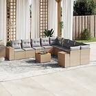 vidaXL Loungegrupp för trädgården m. dynor 11 delar beige konstrotting 3257970