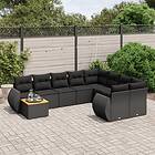 vidaXL Loungegrupp 10 delar med svarta dynor konstrotting 3225166