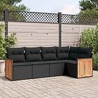 vidaXL Loungegrupp för trädgården med dynor 5 delar svart konstrotting 3227623