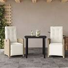 vidaXL Bistrogrupp med dynor 3 delar beige konstrotting 3212577