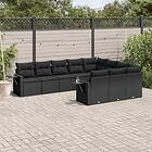 vidaXL Loungegrupp 10 delar med svarta dynor konstrotting 3253022