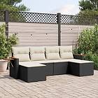 vidaXL Loungegrupp med dynor 6 delar svart konstrotting 3227057