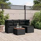 vidaXL Loungegrupp för trädgården med dynor 5 delar svart konstrotting 3255936