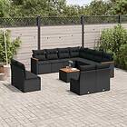 vidaXL Loungegrupp med dynor 12 delar svart konstrotting 3226090