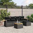 vidaXL Loungegrupp med dynor 6 delar svart konstrotting 3259164