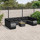 vidaXL Loungegrupp för trädgården m. dynor 11 delar konstrotting svart 3257504