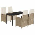 vidaXL Matgrupp för trädgården med dynor 5 delar beige konstrotting 3212573